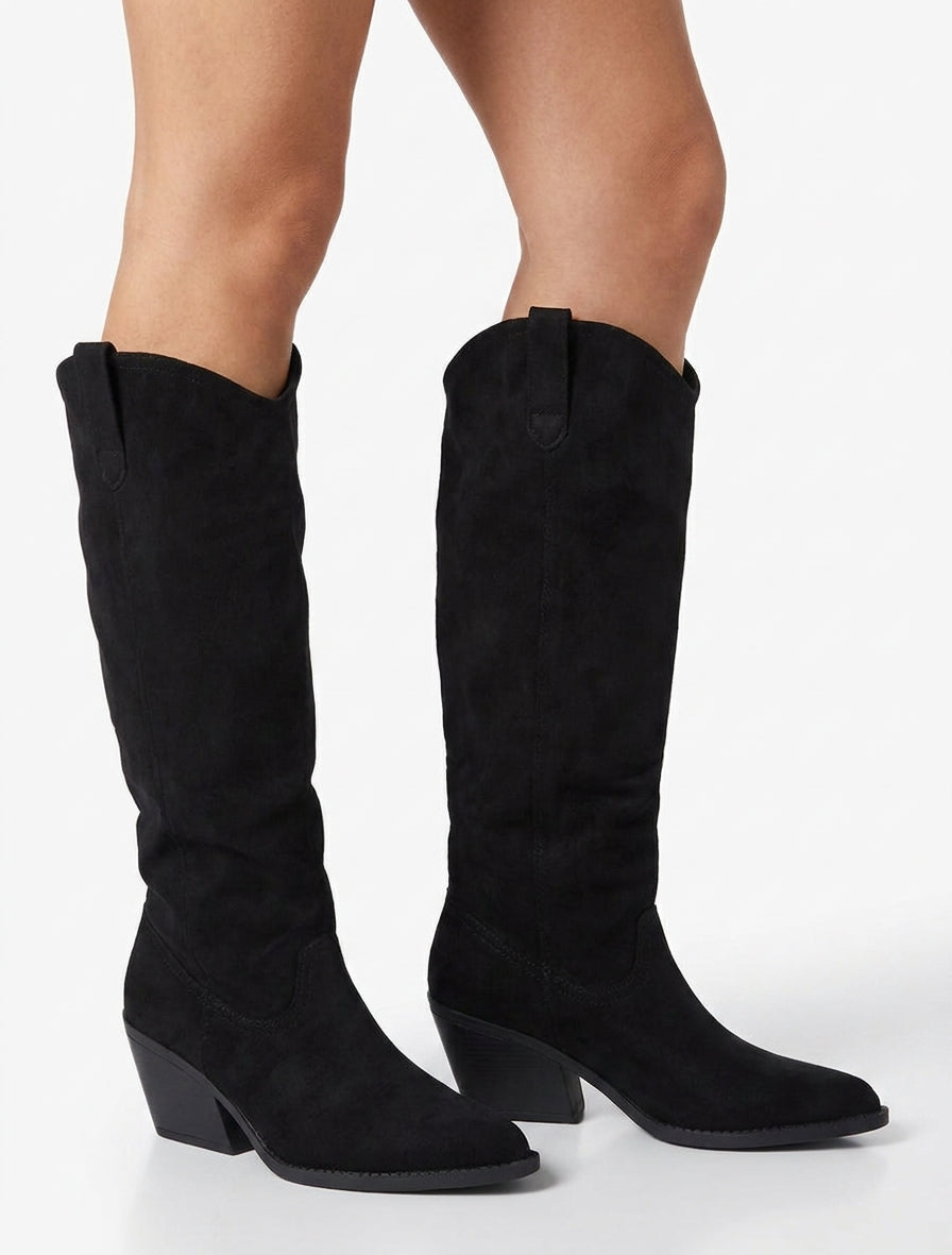 Bottes santiag à coutures apparentes - Noir