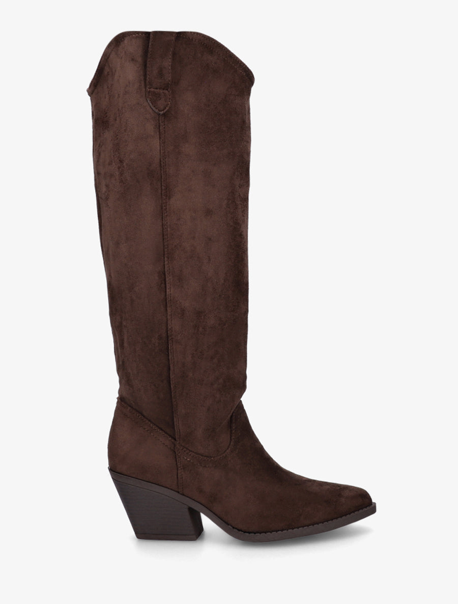 Bottes en suédine style santiag - Marron - 1