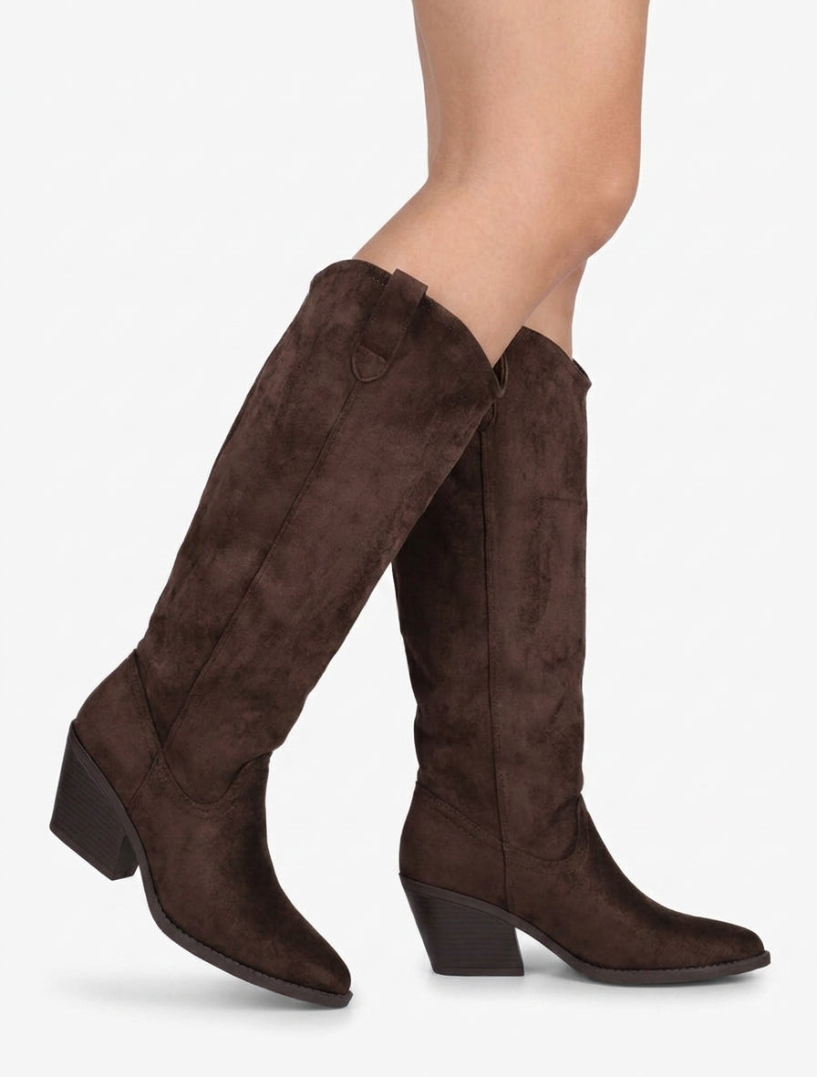 Bottes santiag à coutures apparentes - Marron