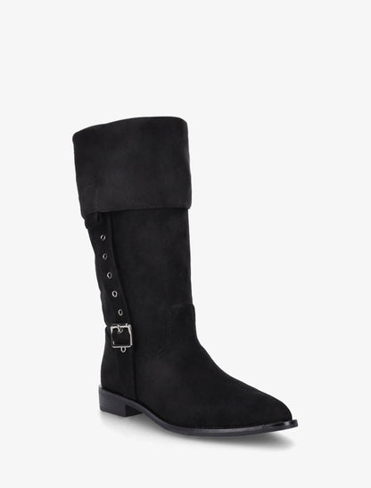 Bottines montantes en suédine à bouts pointus - Noir - 2