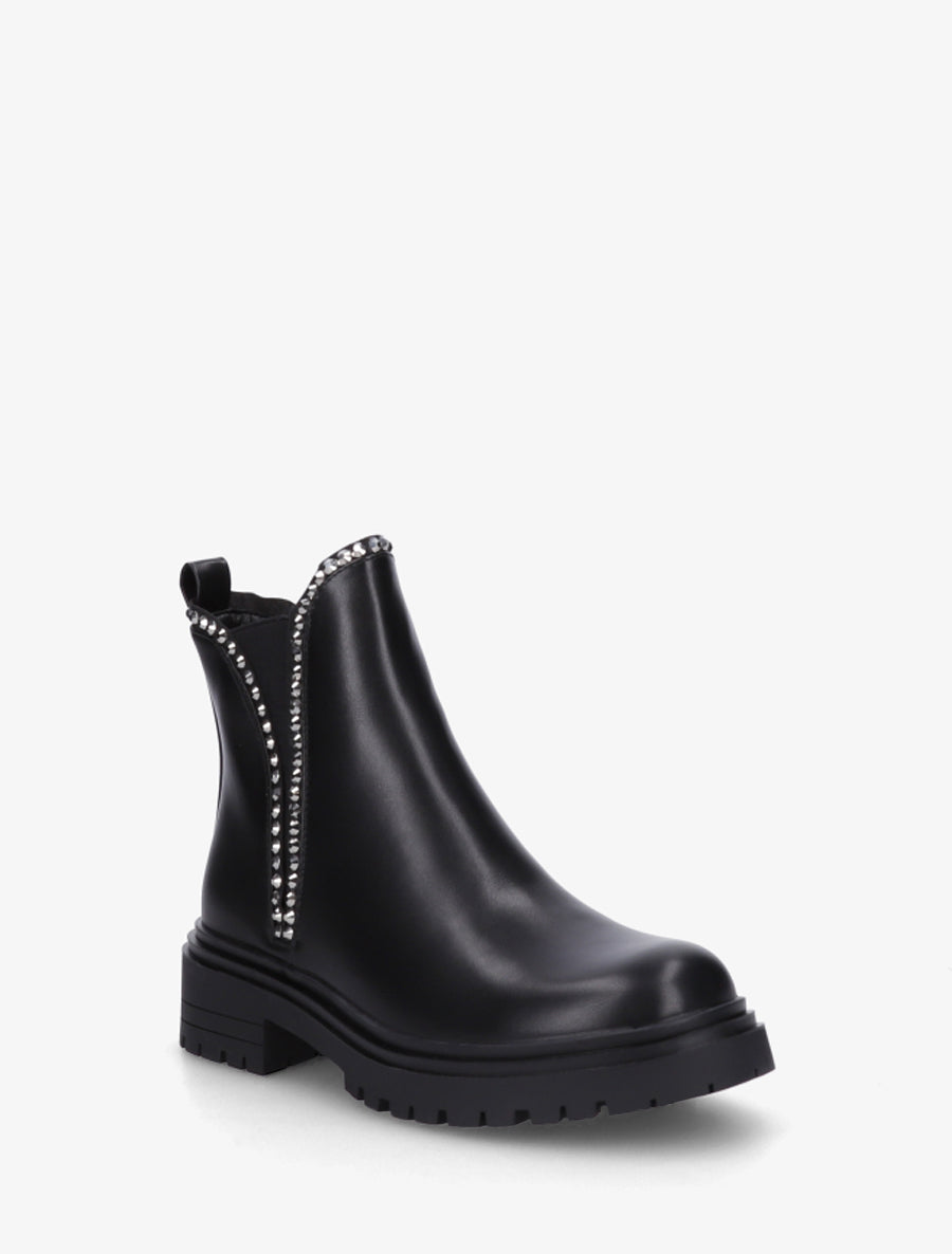 Bottines en simili à strass - Noir - 2