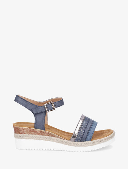 Sandales fantaisie à talon compensé - Bleu - 5