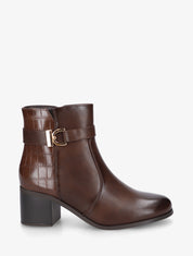 Bottines à contrefort effet croco - Marron - 1
