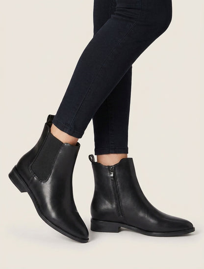 Bottines simili talon bloc - Noir