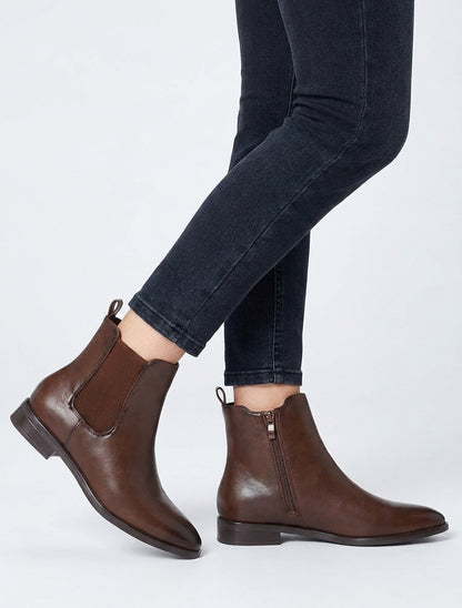 Bottines simili talon bloc - Chocolat
