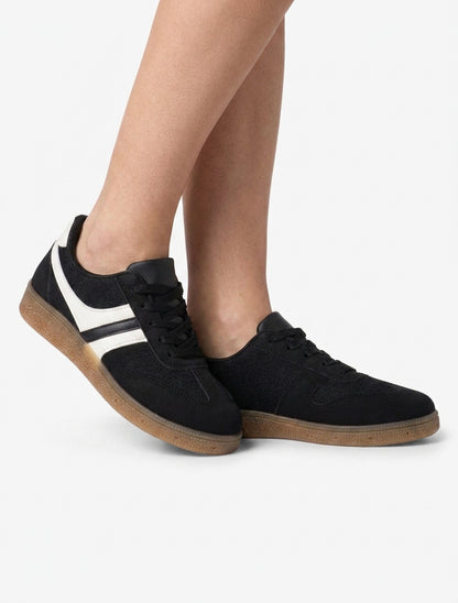 Sneakers effet tweed et nubuck - Noir