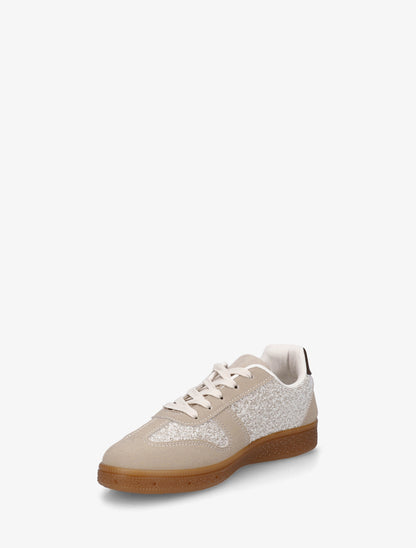Sneakers à empiècement tissu effet tweed - Taupe - 3