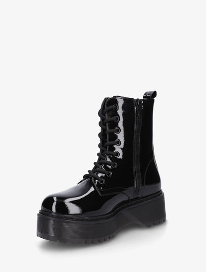 Bottines montantes vernies à lacets - Noir - 3