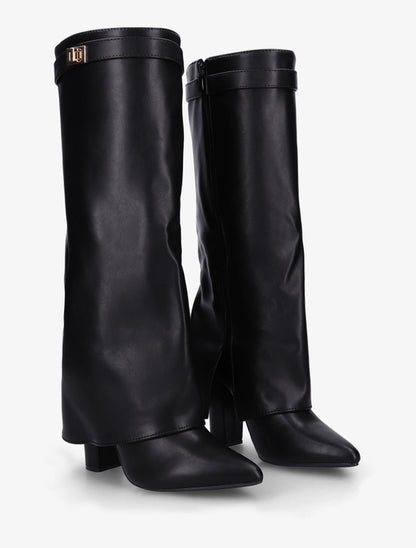 Bottes en simili à revers - Noir - 4