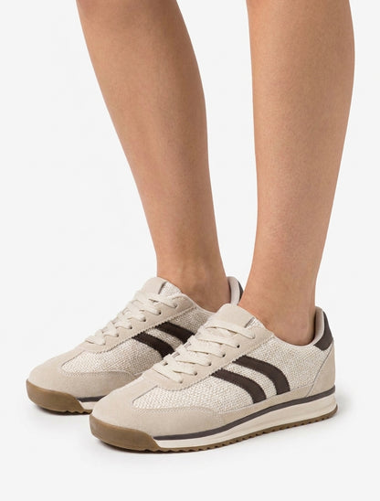 Sneakers semelle plate effet tweed - Beige