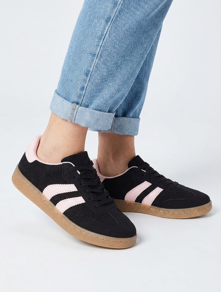 Sneakers semelle plate contrastante - Noir