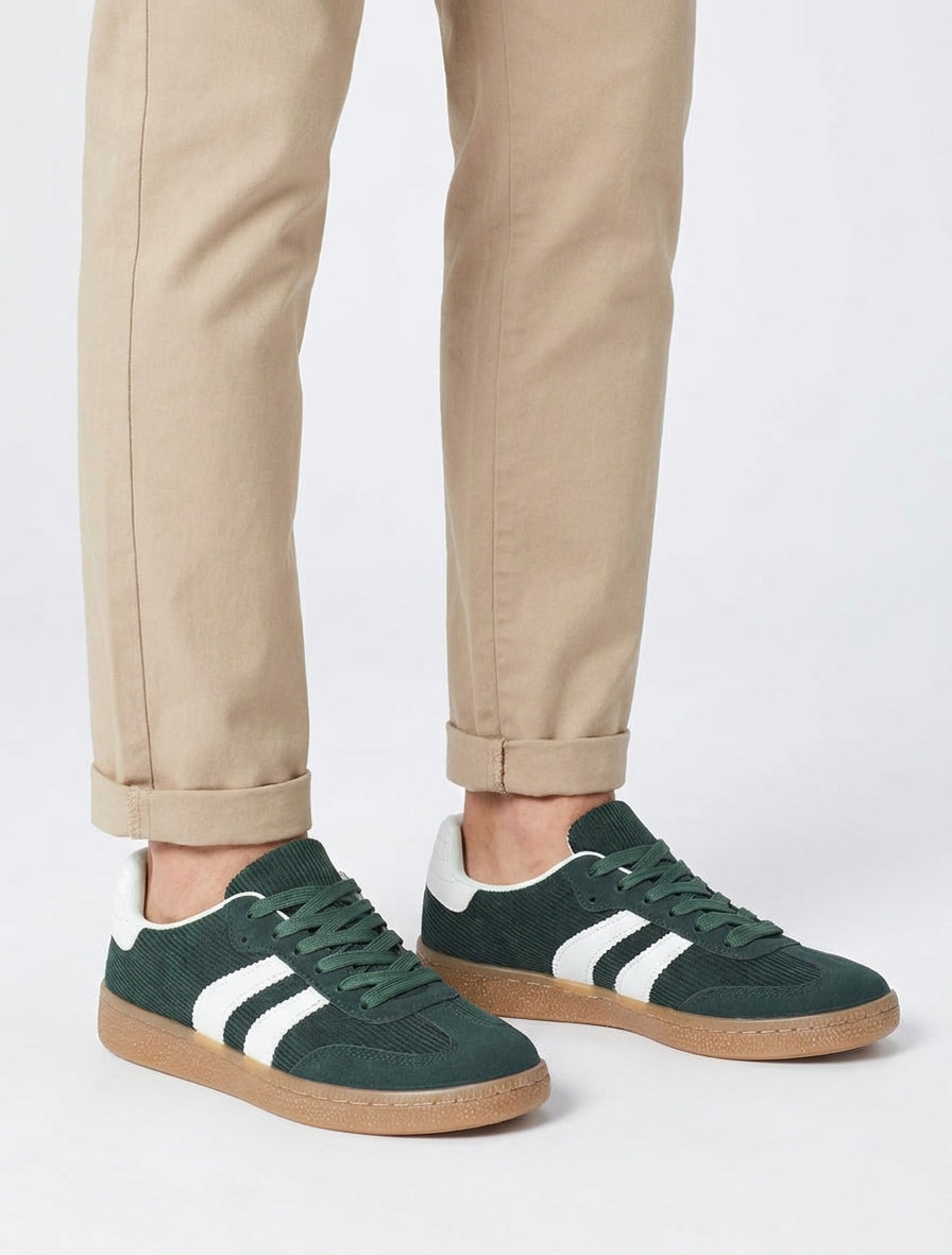 Sneakers semelle plate en caoutchouc - Vert sapin