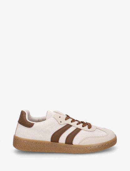 Sneakers en tissu côtelé - Beige - 1