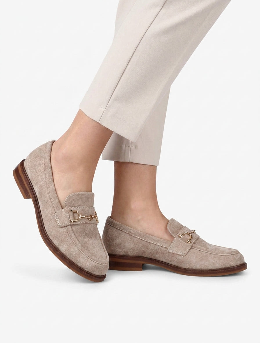 Mocassins en suédine bouts ronds - Taupe