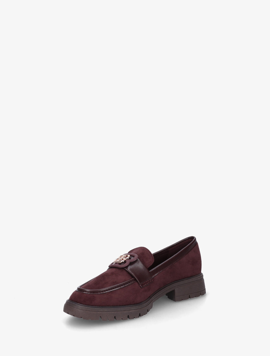 Mocassins en suédine à boucle décorative - Bordeaux - 3