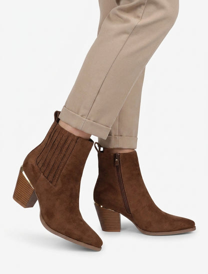 Bottines santiags talon bottier - Chocolat