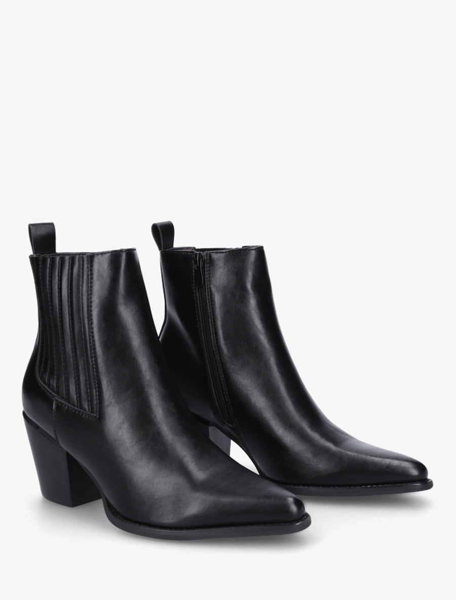 Bottines en simili style santiags - Noir - 4