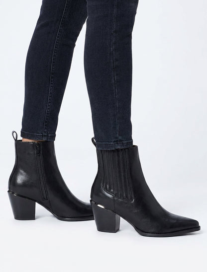 Bottines santiags empiècement métal - Noir