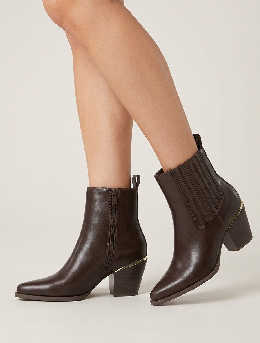 Bottines santiags talon bottier - Chocolat