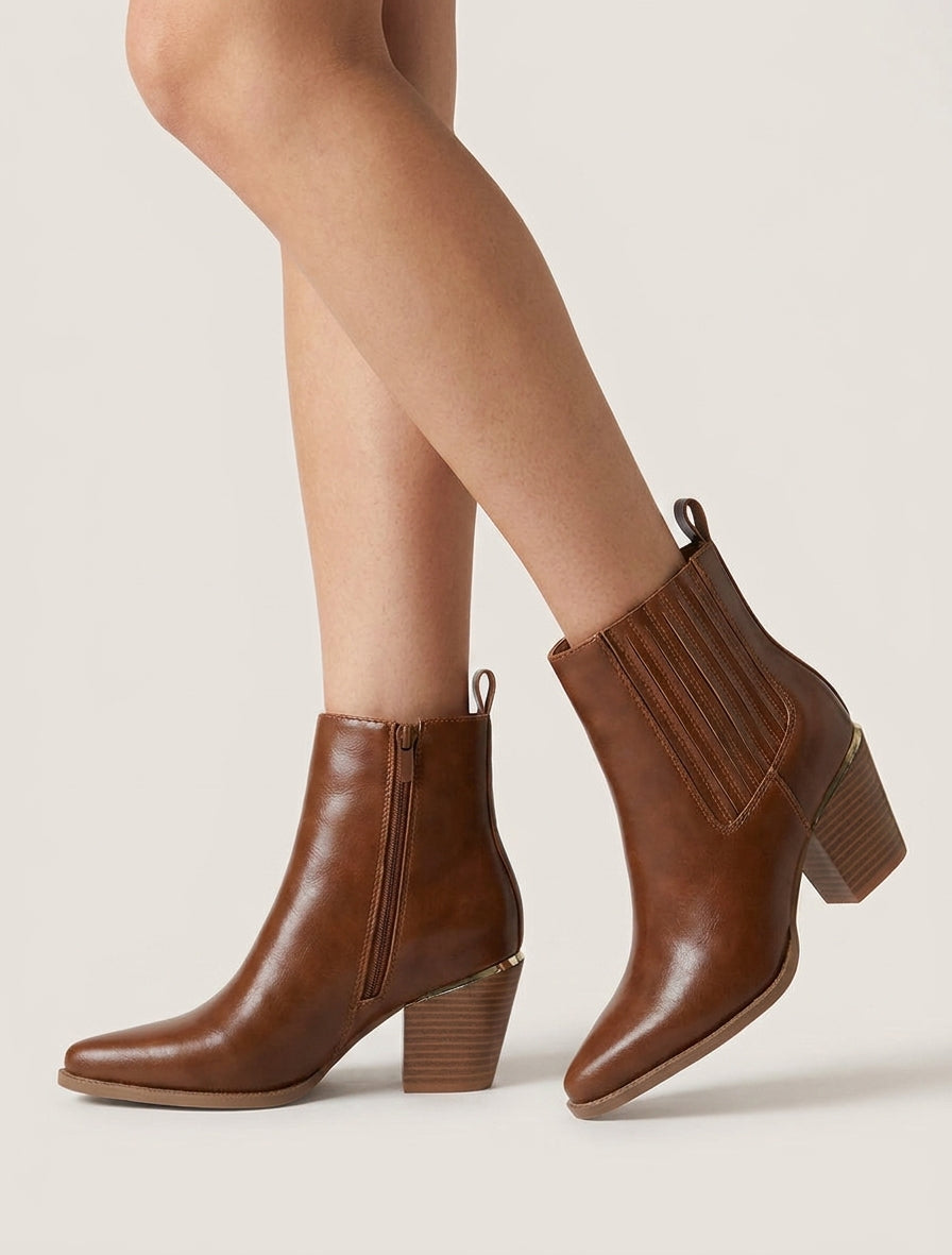 Bottines santiags talon bottier - Camel