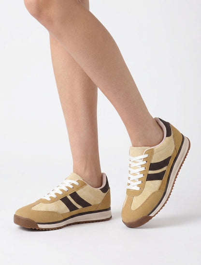 Sneakers à empiècements contrastants - Jaune