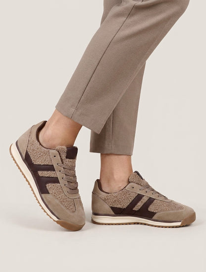 Baskets en laine bouclée semelle crantée - Taupe