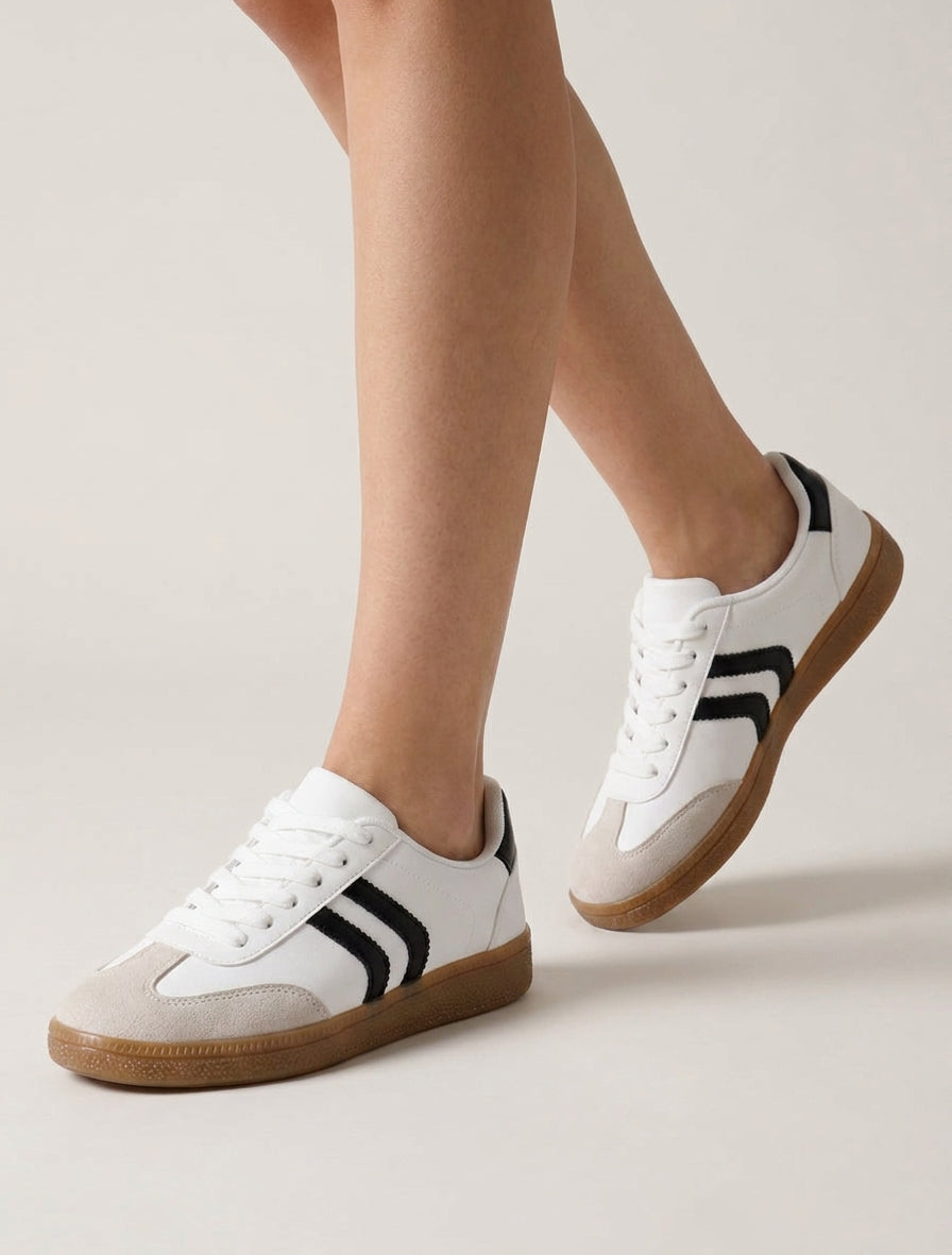 Sneakers à empiècements contrastés - Blanc