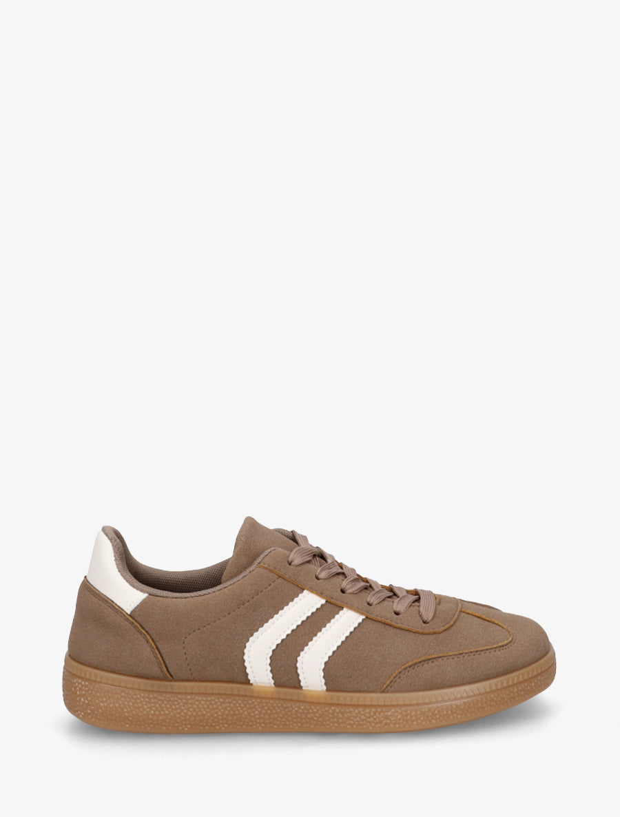 Sneakers effet nubuck à semelle caoutchouc - Taupe - 1