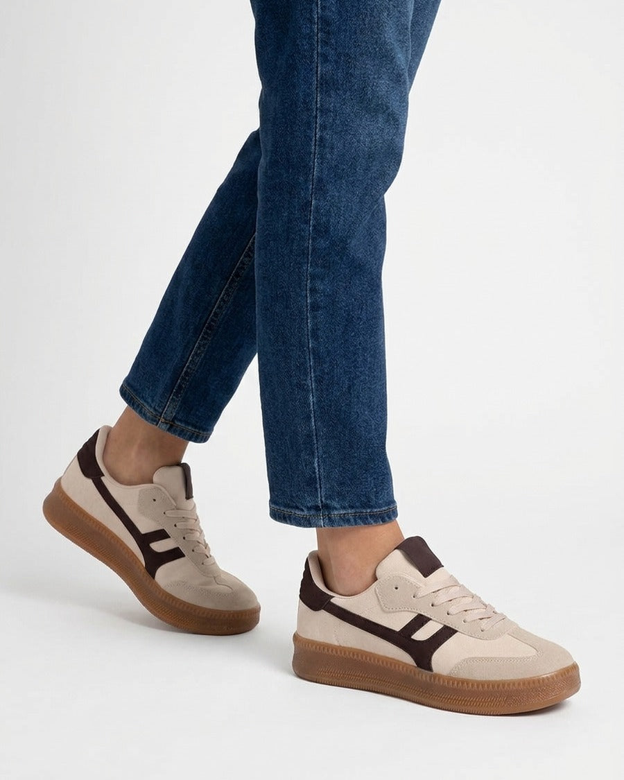 Baskets nubuck semelle plate - Beige