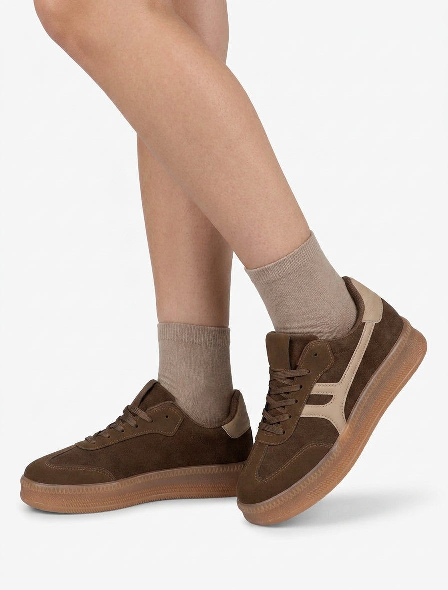 Baskets empiècement graphique - Kaki foncé