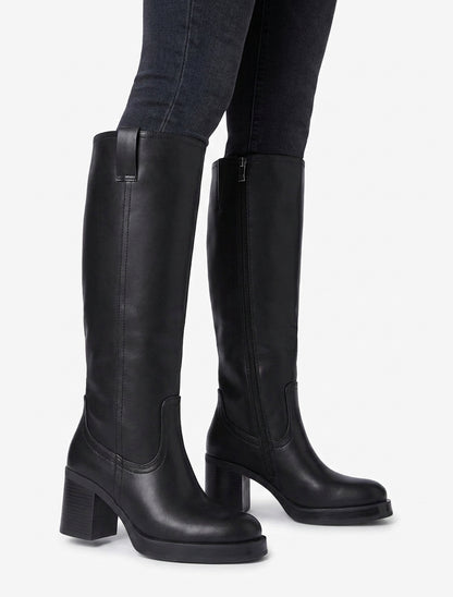 Bottes à talon carré et zip intérieur - Noir