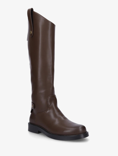 Bottes en simili à bout rond - Marron - 2