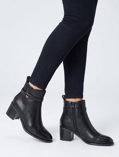 Bottines simili talon bloc - Noir