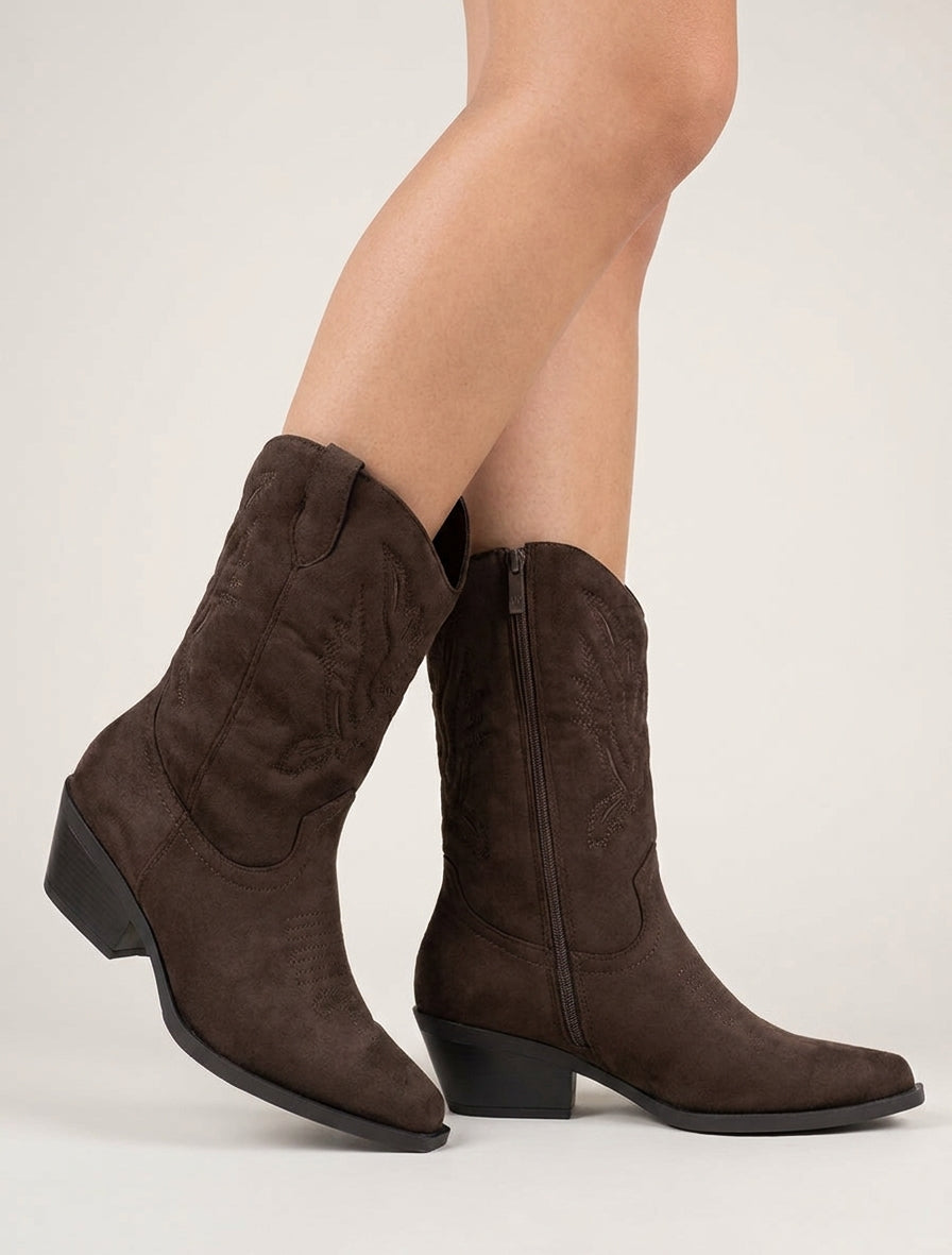 Bottines santiags talon bottier - Marron