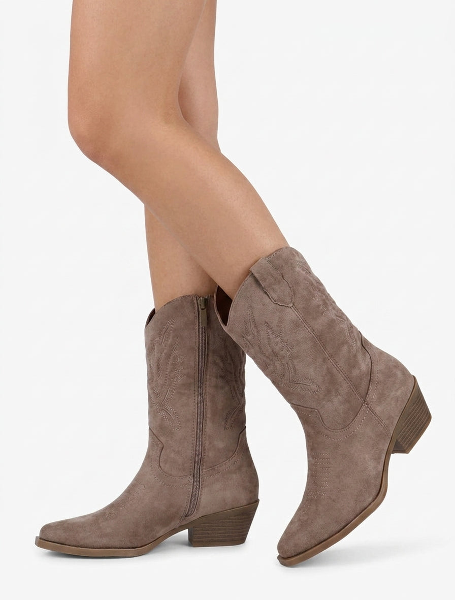 Bottines santiags talon bottier - Taupe