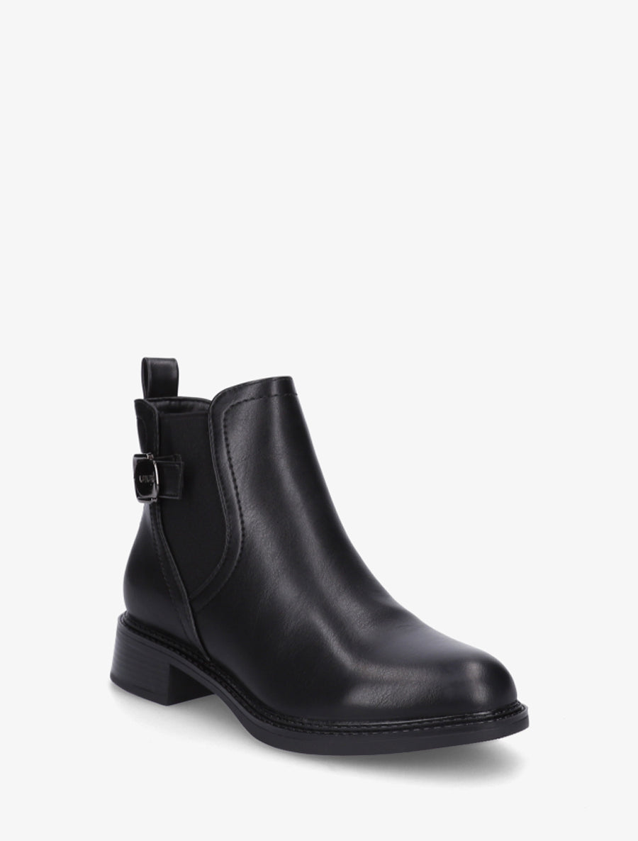 Bottines en simili à cheville élastiquée - Noir - 2