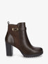 Bottines à empiècement en suédine et talon haut - Marron - 1