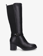 Bottes en simili à sangles fantaisies - Noir - 1