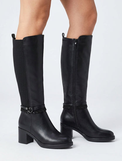 Bottes à sangles talon bloc - Noir