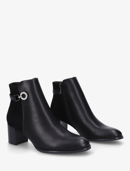 Bottines bimatière à boucle strassée - Noir - 4