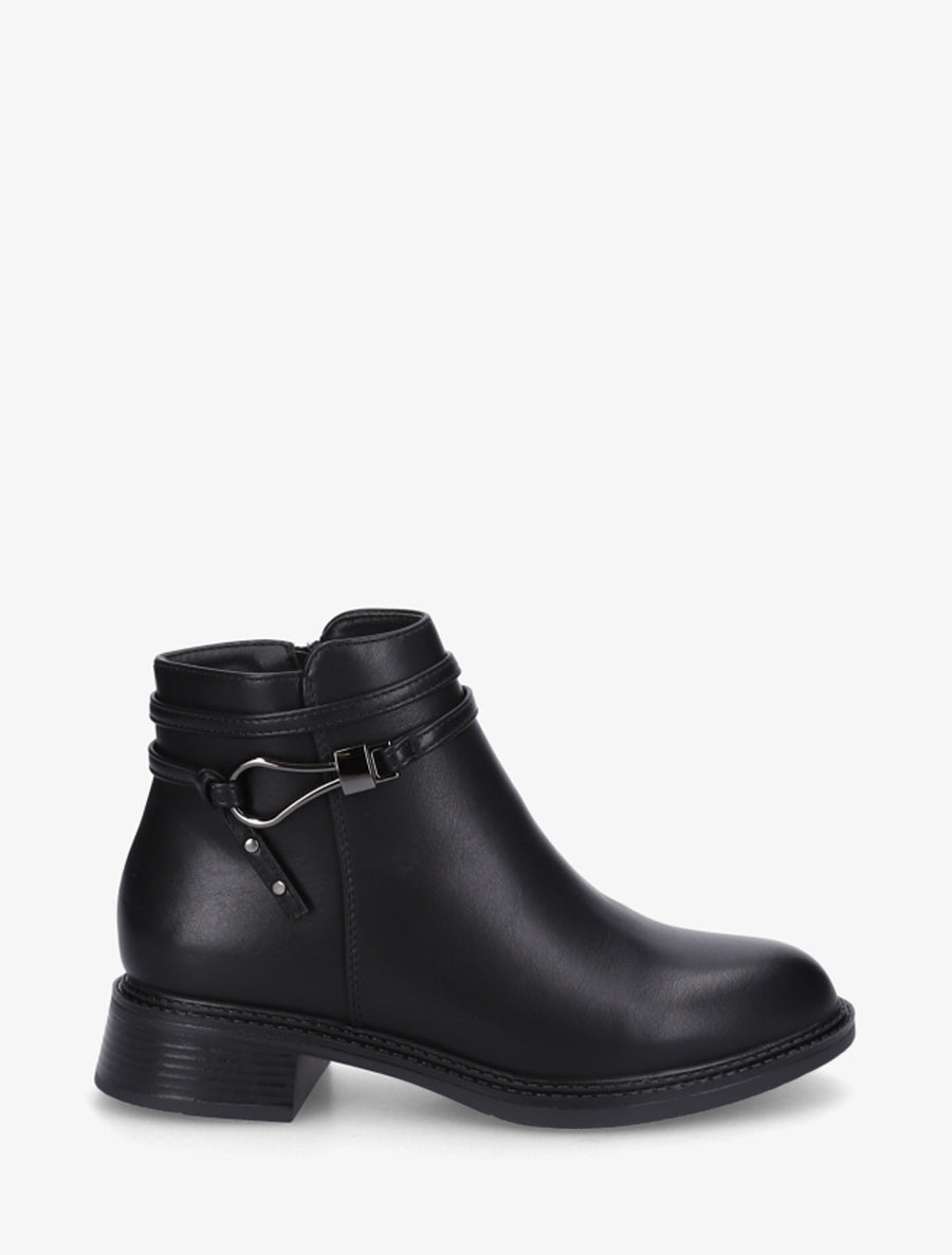 Bottines plates à boucle fantaisie - Noir - 1