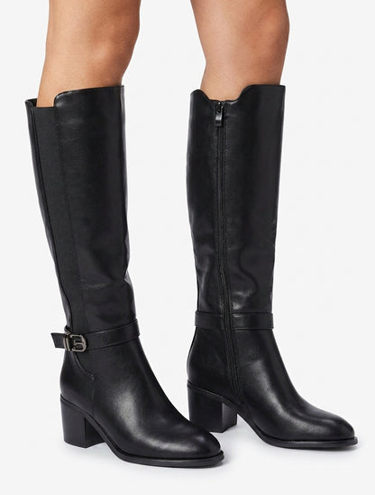 Bottes à talon boucle fantaisie - Noir