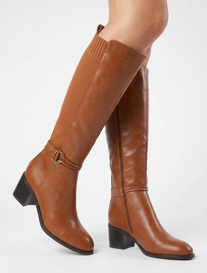 Bottes hautes à sangle ornée - Camel