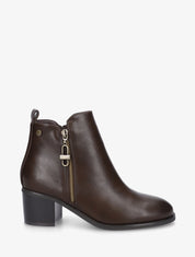 Bottines en simili à zip décoratif - Marron - 1