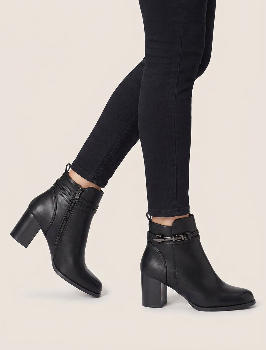 Bottines talon bloc métal - Noir
