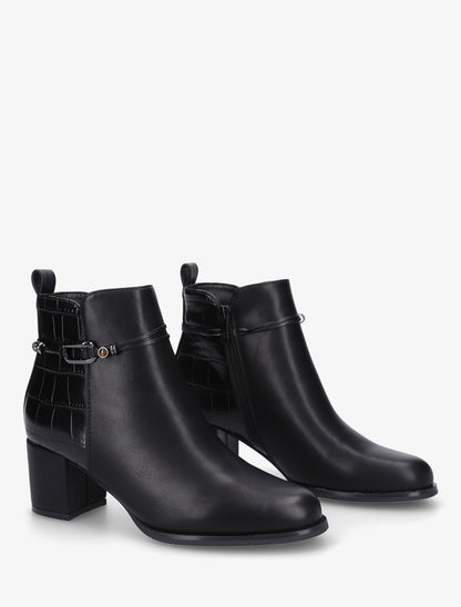Bottines empiècement croco et bijoux métalliques - Noir - 4