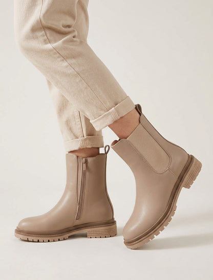 Chelsea boots à semelle crantée - Taupe