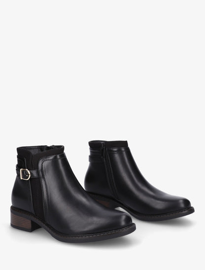 Bottines en simili à boucle et empiècement suédine - Noir - 4