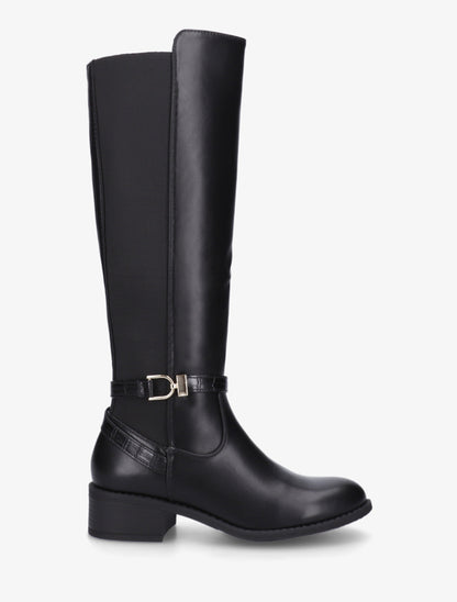 Bottes en simili style cavalière - Noir - 1