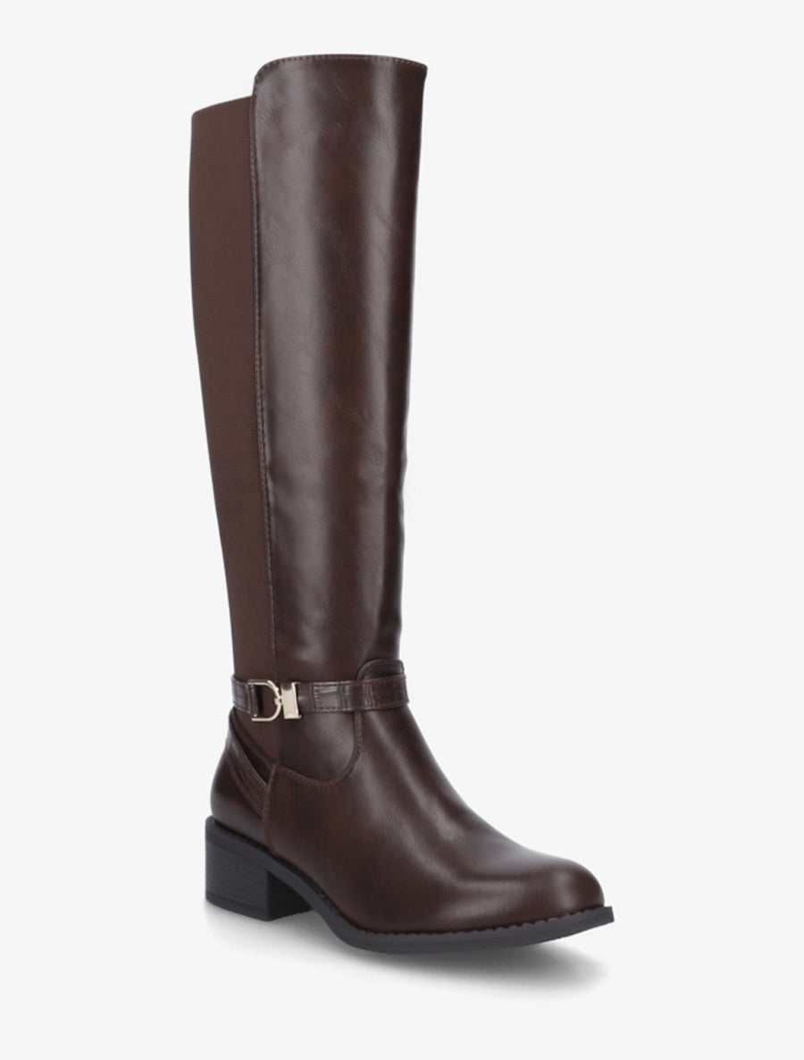 Bottes en simili style cavalière - Marron - 2